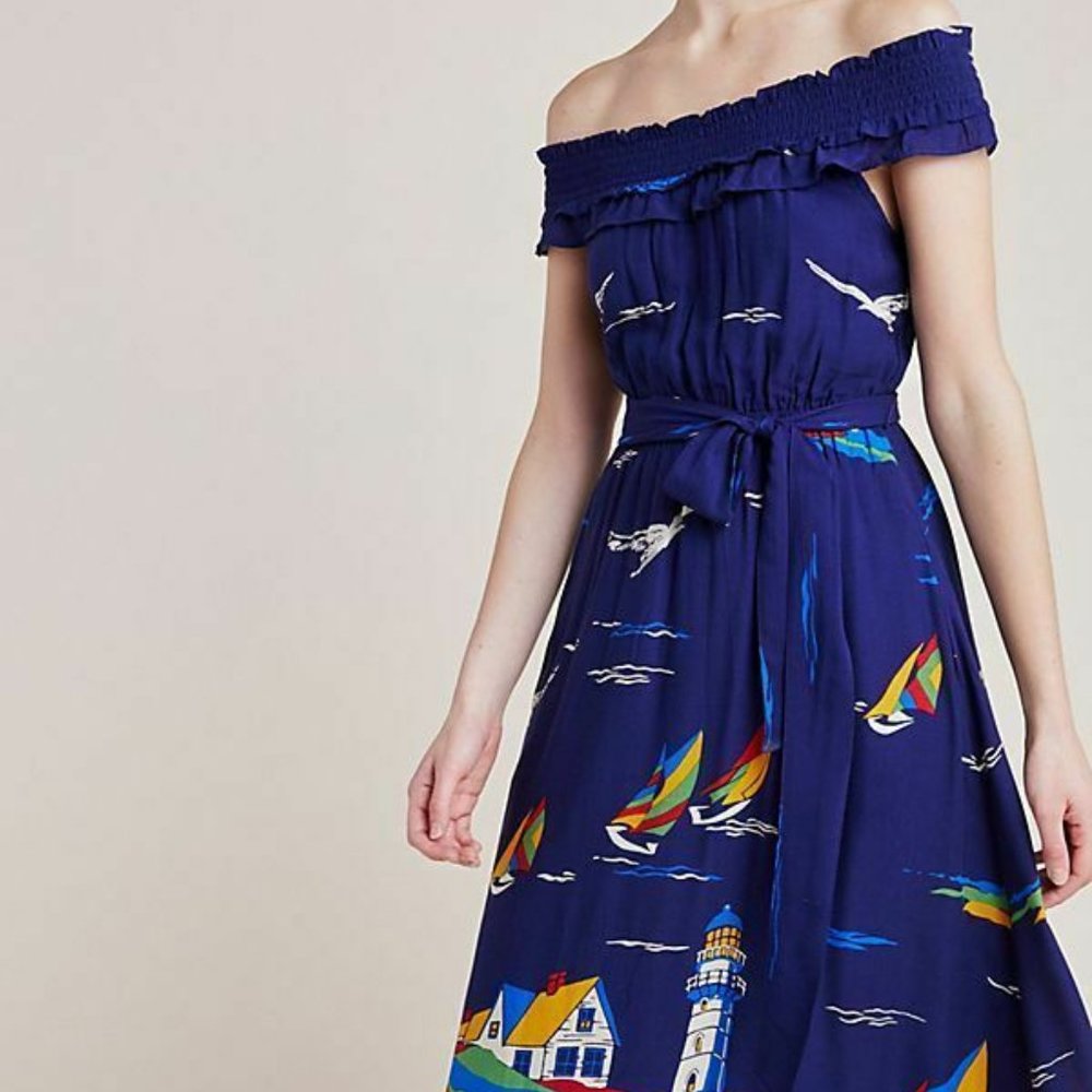 Anthropologie Dress Off the  Shoulder with Boats!